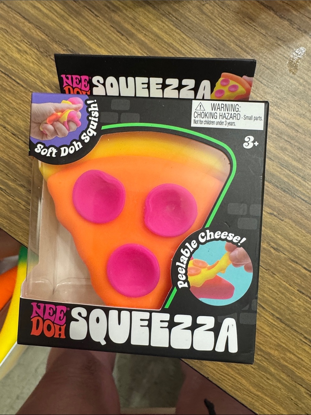 Nee Doh Squeezzza Soft Dough Pizza Toy - Orange with Pink Toppings